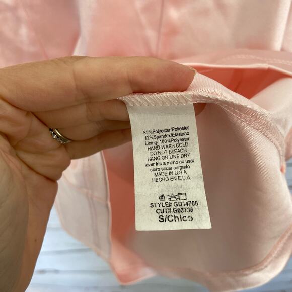 Windsor S Pink Silky Satin Vneck Open Back Short Mini Cocktail Dress - Picture 6 of 6